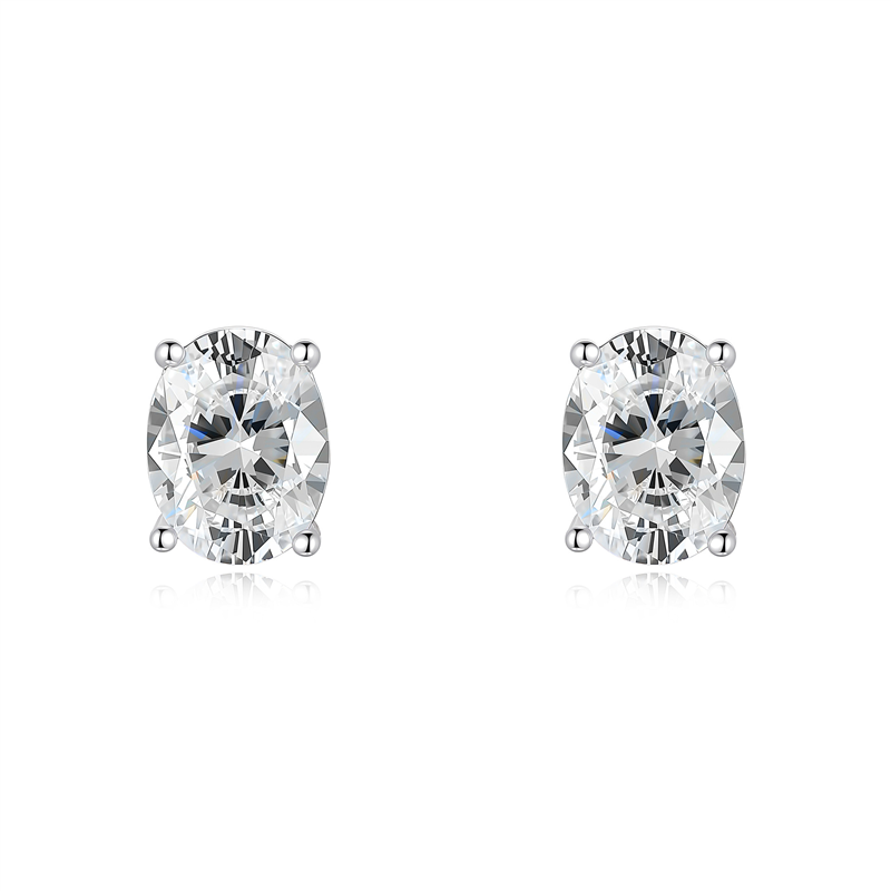 S925 Silver Oval Moissanite Stud Earrings