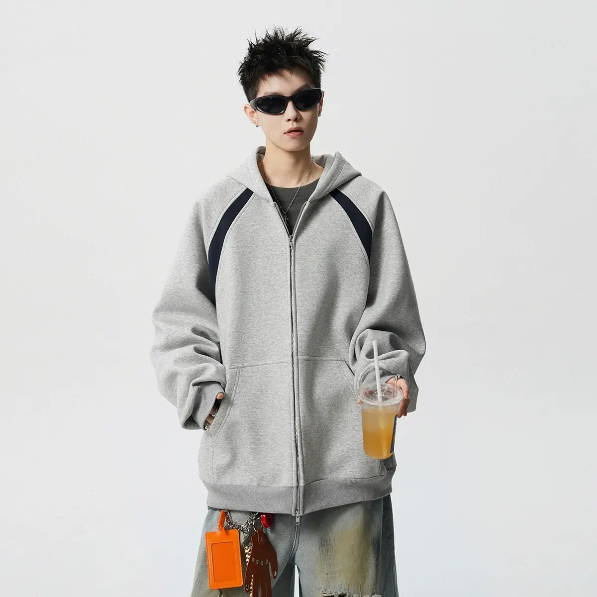 秋季开衫外套卫衣针织连帽长袖