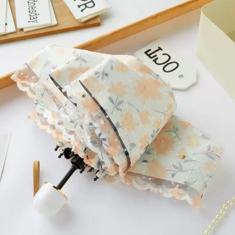 Princess Style Lace Double-layer Sun Umbrella Women's Sun Protection UV Protection Compact Portable