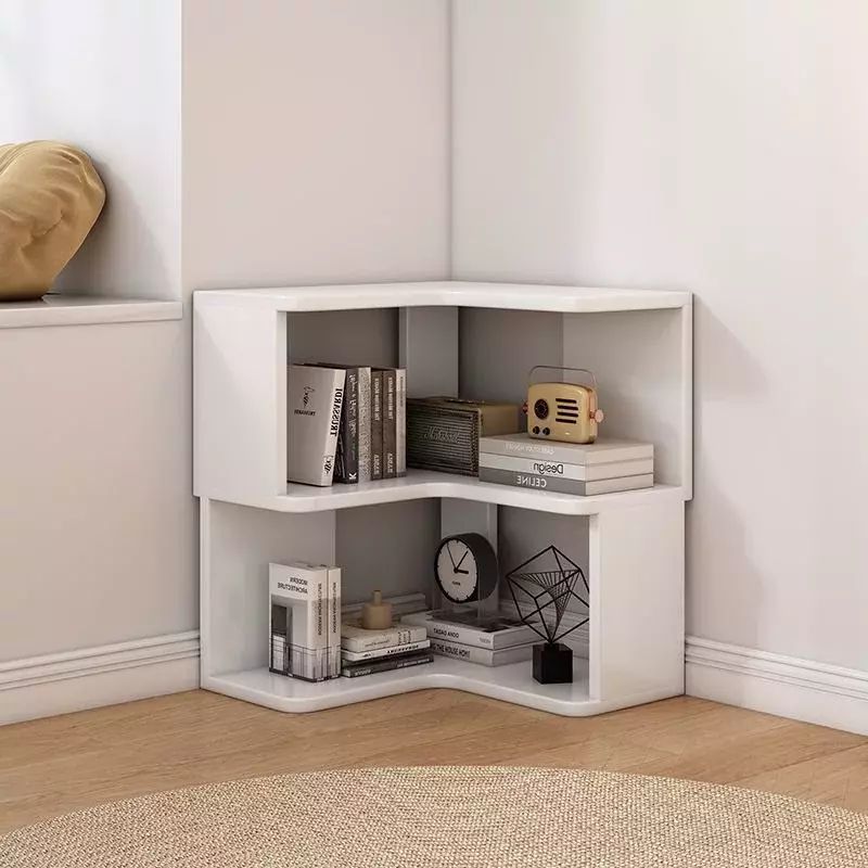 墙角置物架落地储物柜实木转角柜家用收纳柜书架现代简约转角