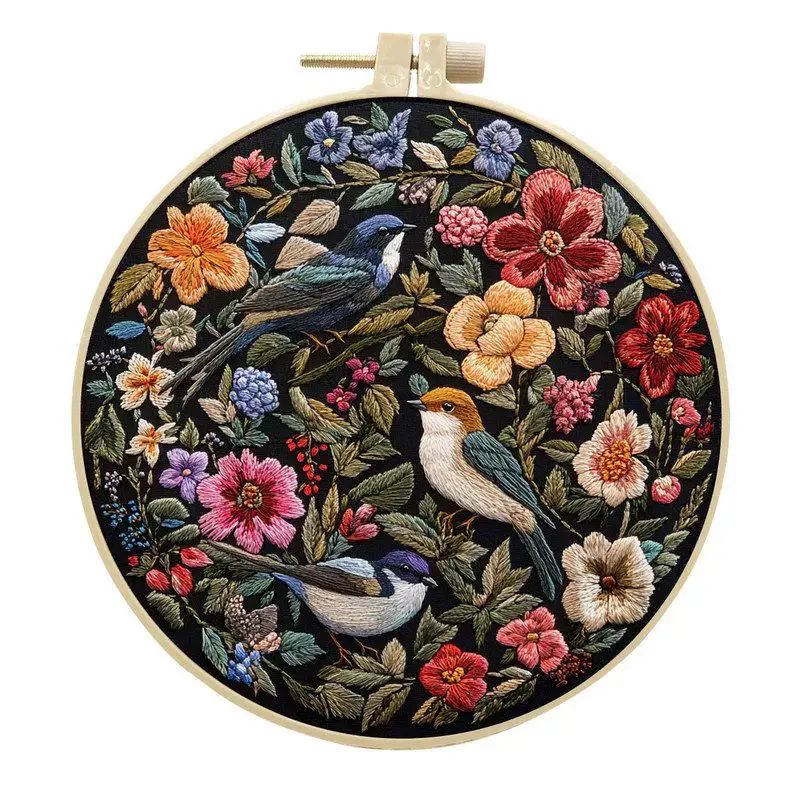 百鸟diy刺绣手工布艺材料包套件创意手工针线英文包