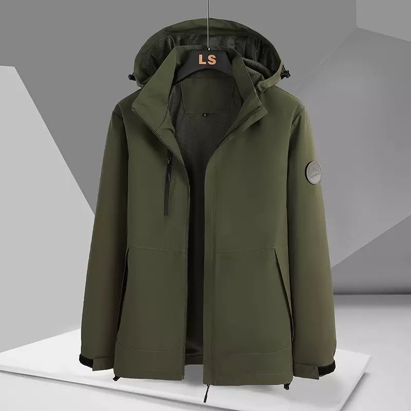 新款冲锋衣外套男春秋季户外运动防泼水宽松工装单冲夹克风衣加厚保暖登山服可订制