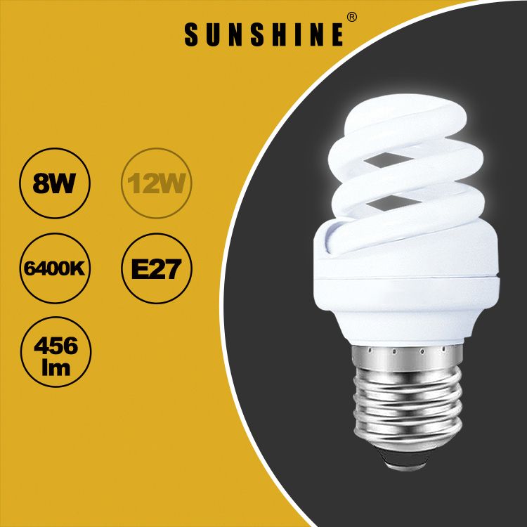 慳電膽(螺旋型燈膽) - 8W / E27大螺頭 / 白光6400K #慳電燈膽 (S16A8E27D)