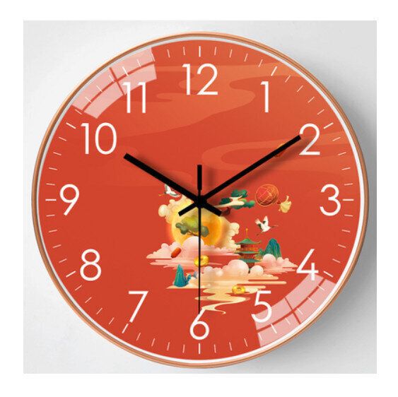 家用簡約石英掛鍾（登鶴雀樓-金框）【8英寸】