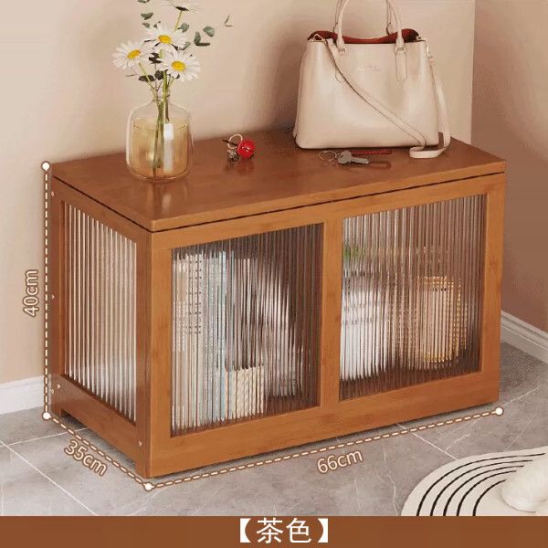 楠竹實木傢俱 玩具櫃 換鞋凳玄関椅 被子收納櫃【66cm茶色】