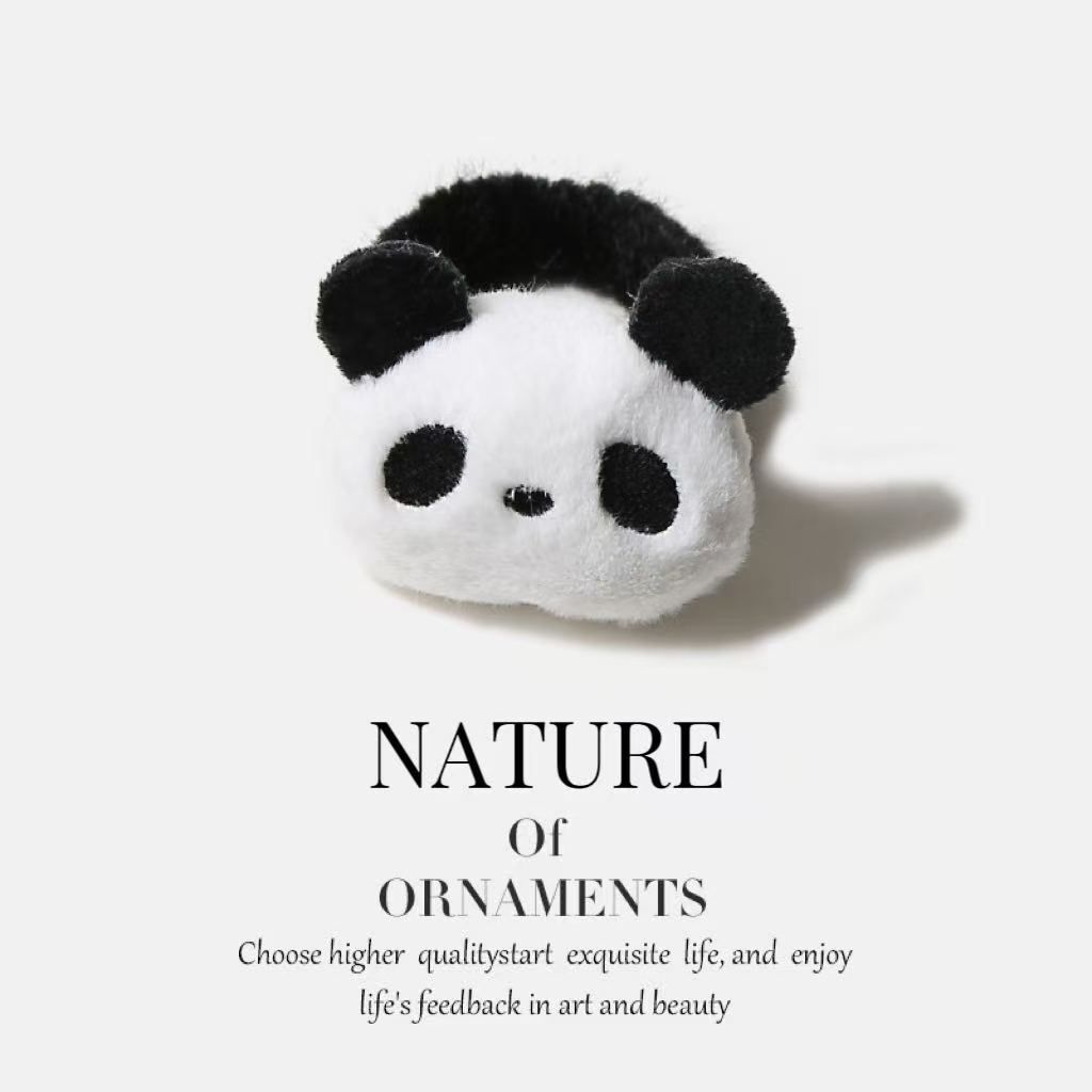 Cute Panda Plush Hair Ring | 3D Doll Scalp Tendons | Soft and Cute Girl Hair Rope | ponytail bun hea