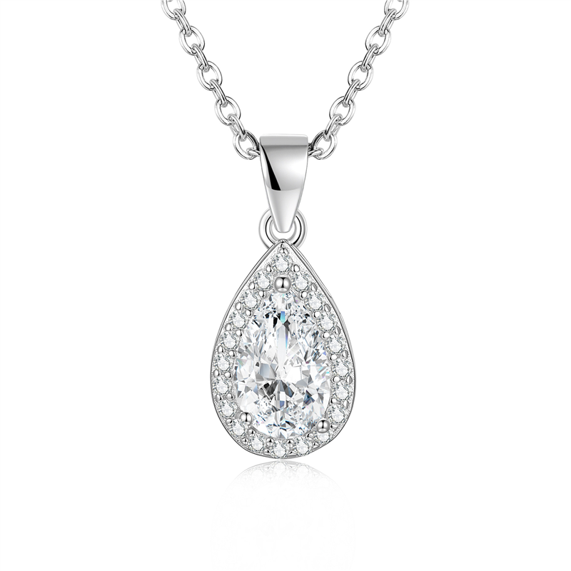 S925 Silver 1CT Pear Moissanite Pendant Necklace