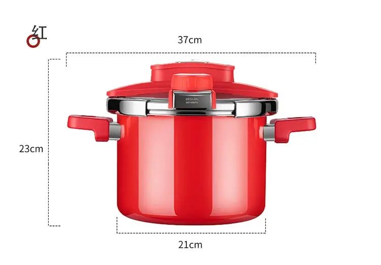 DESLON-德世朗-钛珐琅高压多用锅 红色 健康无涂层 高压焖煮 0氟更健康 0涂层脱落 无铅无镉 单手按钮解锁 轻松点击即可