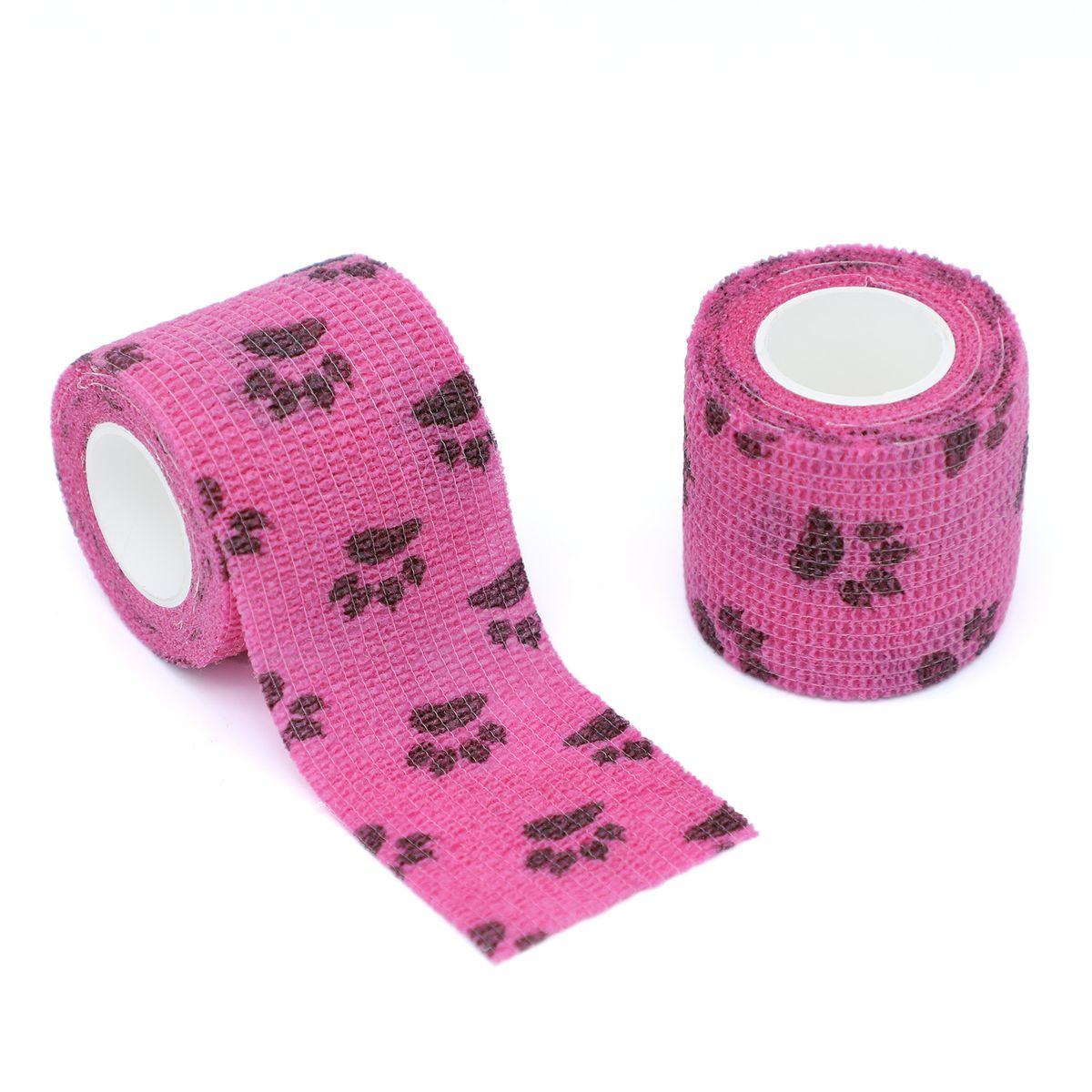 自黏彈性繃帶 #傷口包紮  #運動保護  #寵物繃帶 #獨立包裝 - 粉色爪印 2.5厘米闊 x 4.5米長 x 2卷