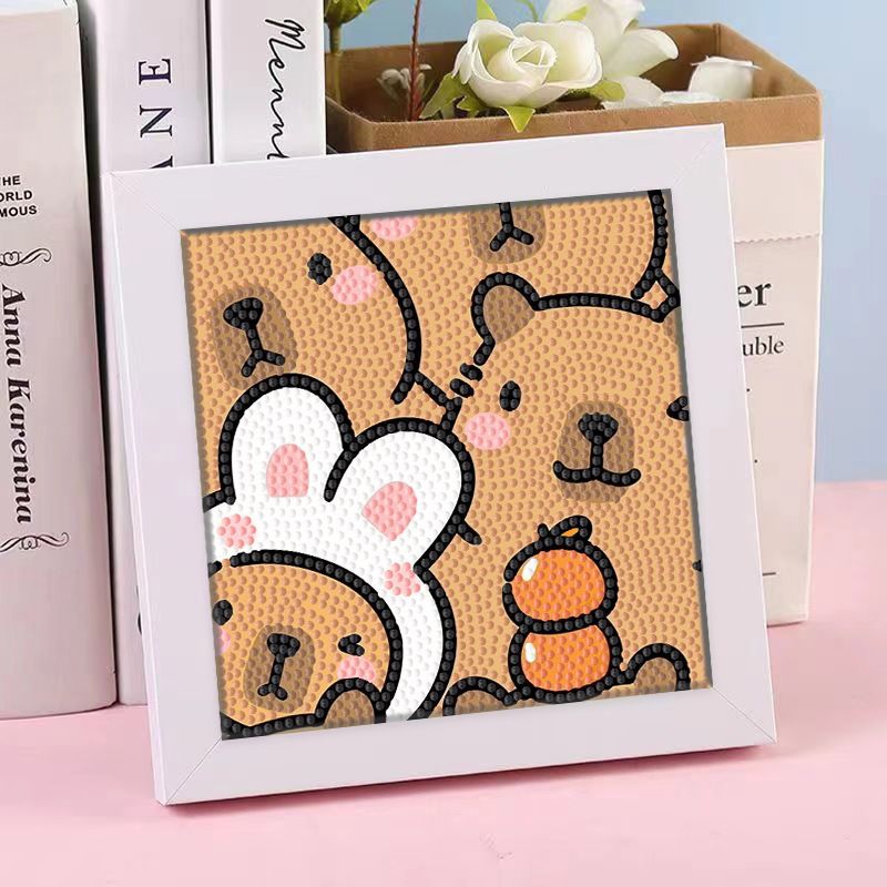 儿童diy钻石画卡通手工益智钻石贴画材料包创意砖石画-方框FF067（带框+送工具包） 均码