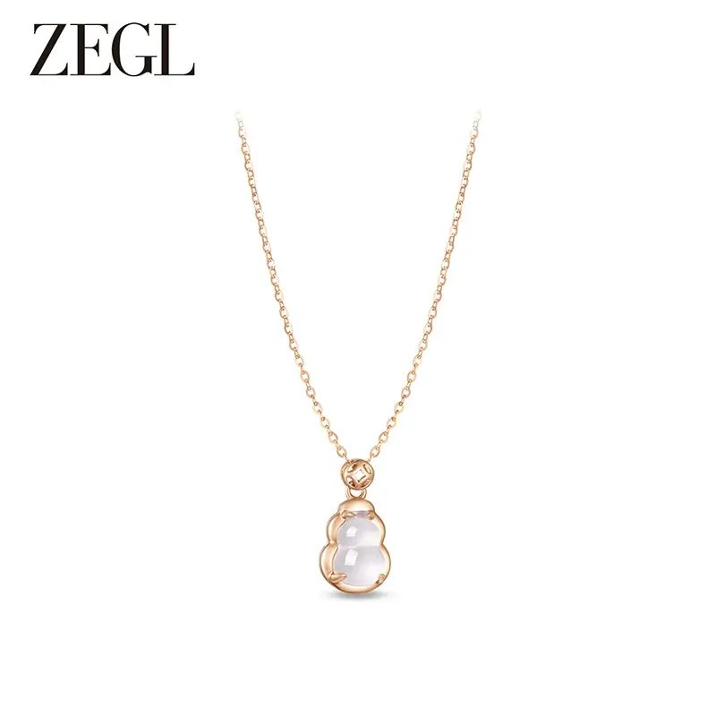 ZEGL母亲节礼物项链925纯银葫芦玉髓颈链新款新中式锁骨链送女友