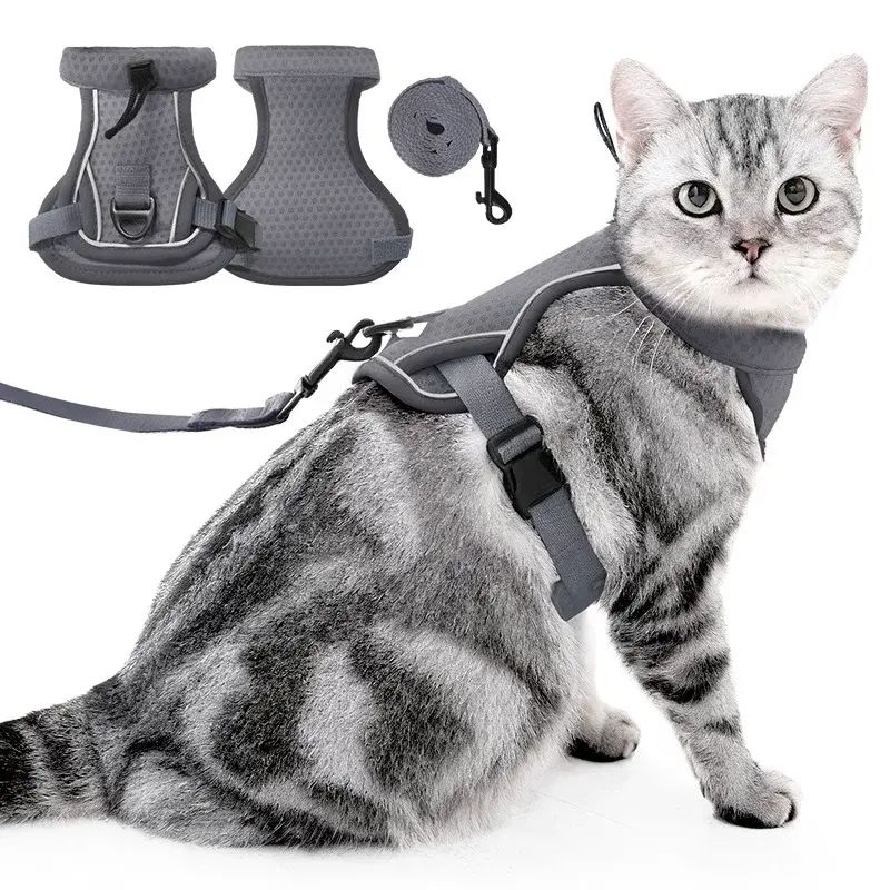 2026新款猫咪外出牵引背带套装带绳子防挣脱可反光猫背带调节透气
