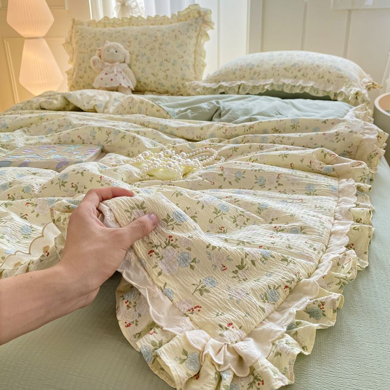 云感棉双层纱夏被四件套丨可机洗单双人夏凉被【平行进口】-枝繁叶茂