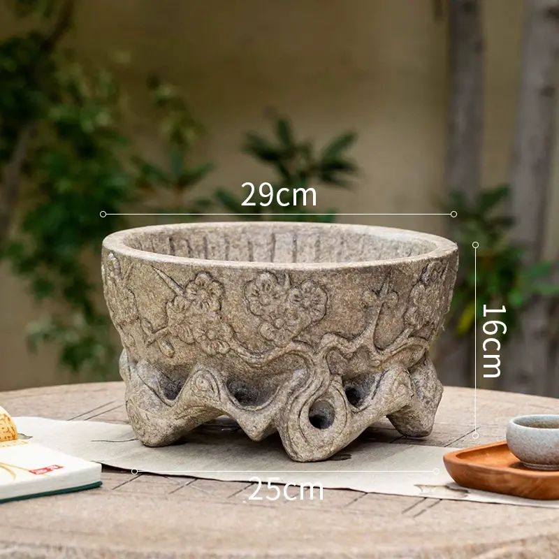 掬涵仿石水泥花盆大号绿萝铜钱草专用花器户外园艺庭院装饰摆件