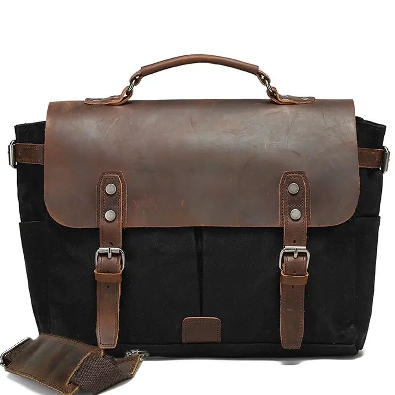 跨境爆款男士公文包帆布单肩包男潮手提斜挎包胸包电脑包邮差包