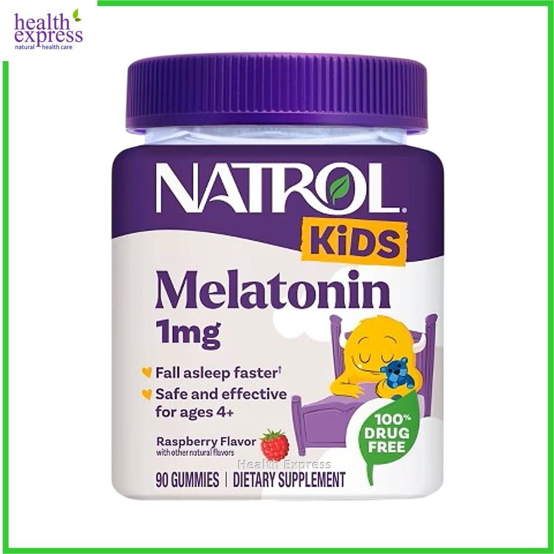 Kids Melatonin 1mg 90 Gummies Raspberry (RANDOM Packing) [Parallel Goods]