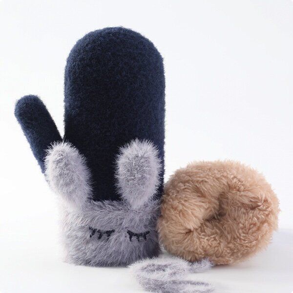 加厚防風連指保暖手套(建議4-8歲  DR26 ；藏青)