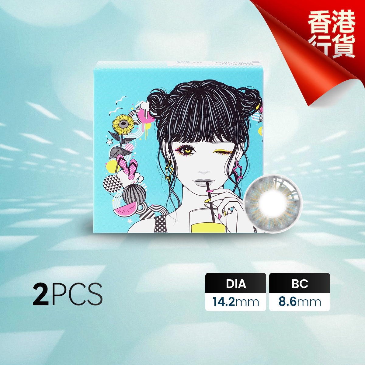 Naho 夏日藍(Flora Snapdragon) 每月即棄隱形眼鏡[2片裝](度数 -0.00)
