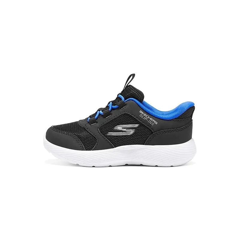 Skechers斯凱奇新款兒童波鞋一腳蹬透氣網面休閒鞋-黑色/寶藍色/BKRY 23碼