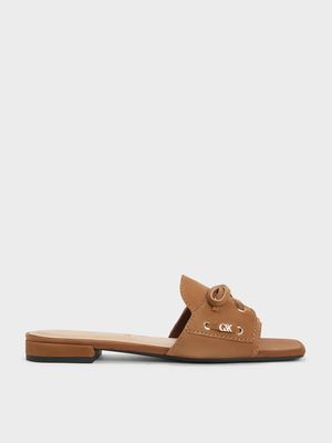 Charles & Keith - Kori 麂皮綁帶拖鞋