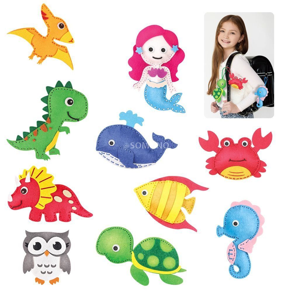 DIY卡通毛絨動物  |  幼兒園兒童手工穿針  |  益智早教縫紉遊戲-DIY海洋動物