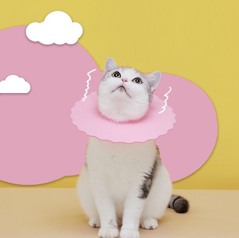 [粉紅色 - S碼] 貓咪絕育手術後防舔咬頸圈 伊麗莎白圈 寵物脖圈 寵物防舔頭套 (外直徑 17.5cm, 內直徑 4.5cm) (M)