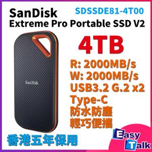 SanDisk | 4TB Extreme PRO Portable SSD V2 2000MB/s Solid