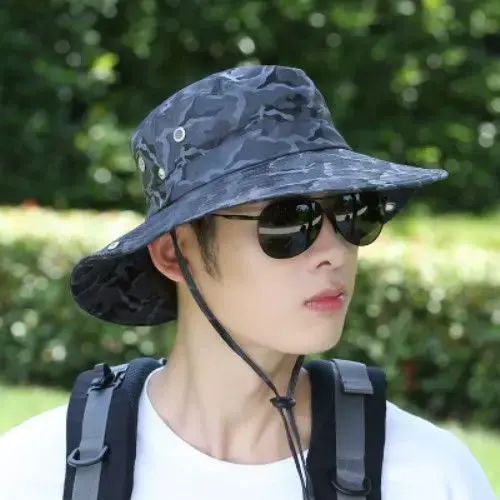 Outdoor men's rain-proof, waterproof and sun-proof hat, summer large-brimmed hat, folding mountaine