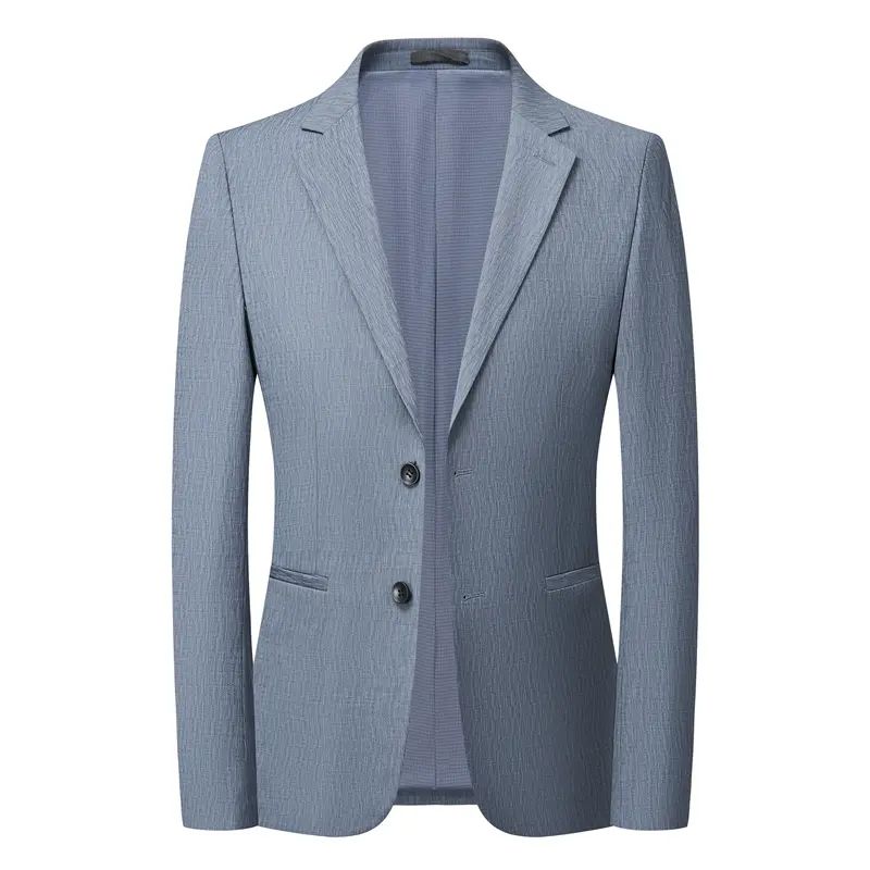 新款男士秋季商务休闲夹克高端单排扣戗驳领领西装弹力修身正装