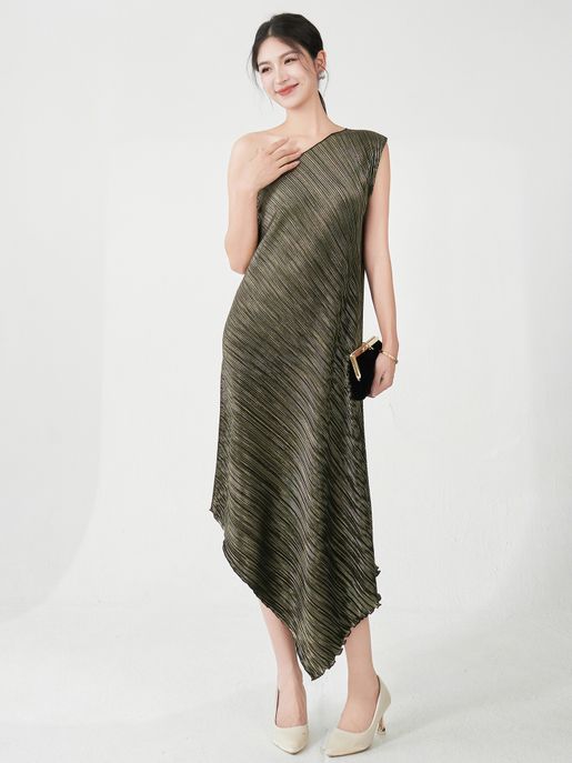 European and American cross-border three-house dress light luxury sense fashion  elegant irregular | Color : Black | Size : L | HKTVmall The Largest HK  Shopping Platform
