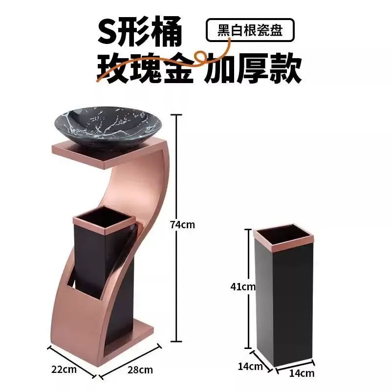 酒店垃圾桶帶菸灰缸大堂立式電梯口售樓部滅煙桶不鏽鋼商場果皮箱