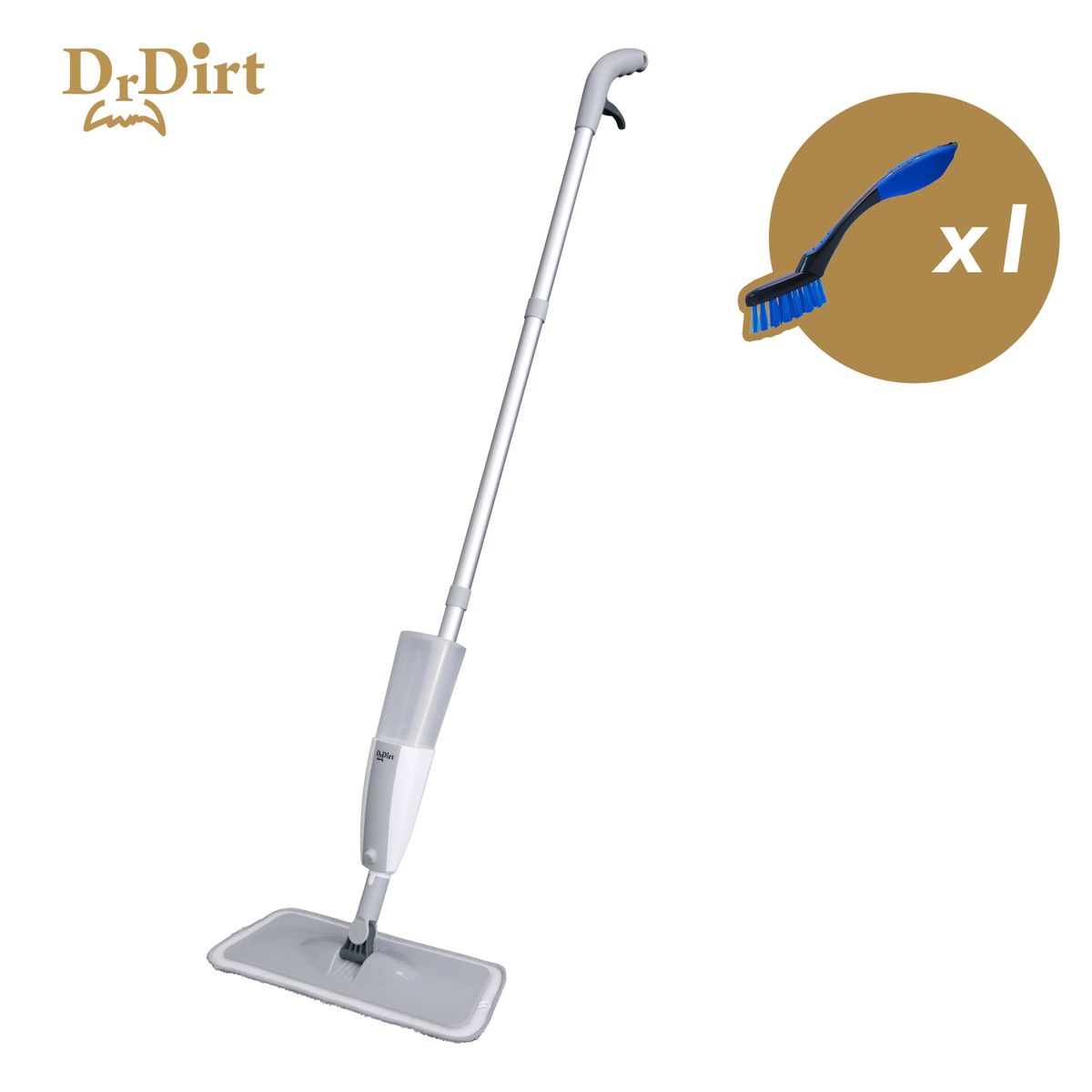 噴霧式二合一噴灑地拖 家居型噴水 乾濕兩用消毒 拖把 360度旋轉拖頭 優惠套裝 (贈送小刷子一個)[HT-SMD_35GY]