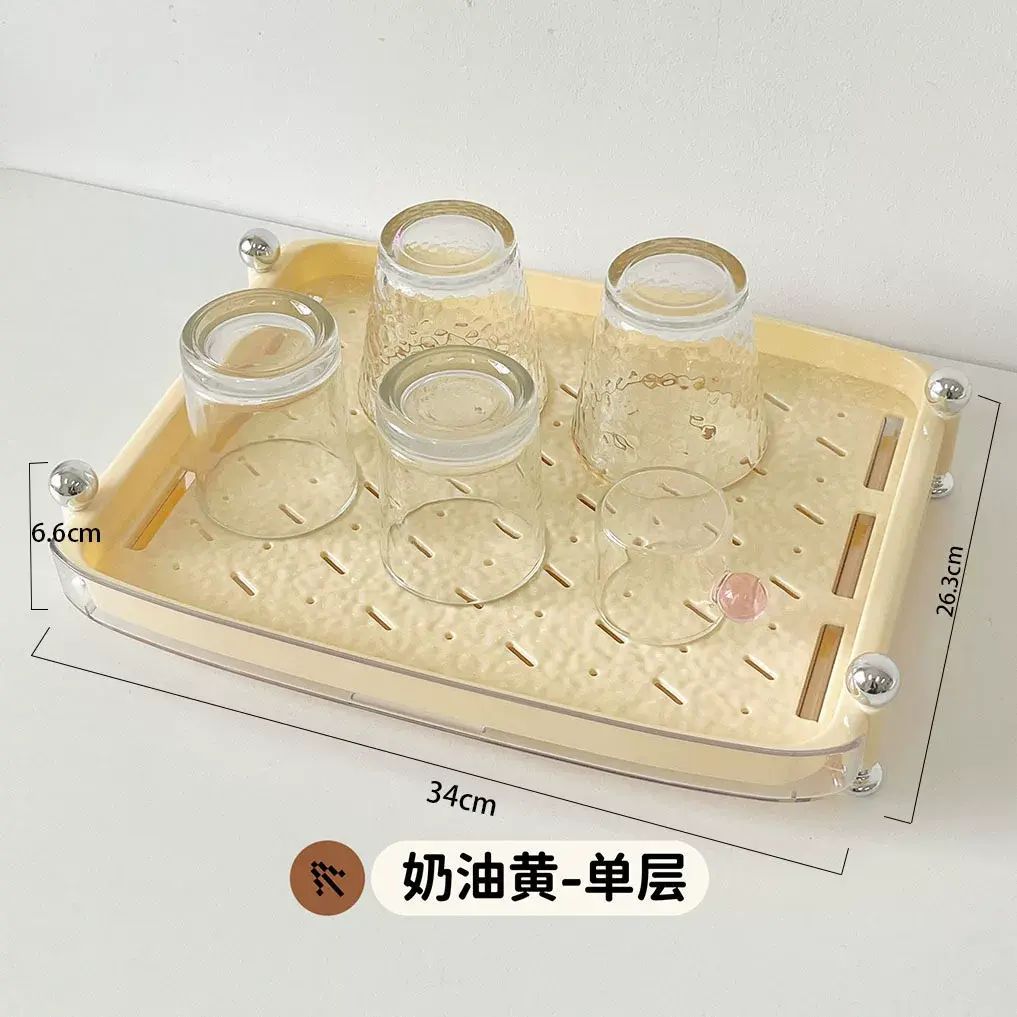Cup Storage Shelf Double Layer Drying Cup Rack Coffee Cup Tray Tea Cup Holder Simple Style