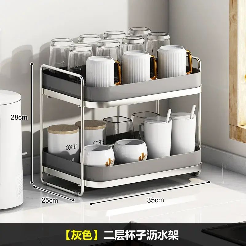 Stainless Steel Cup Holder Shelf Water Cup Tea Cup Tea Set Cup Storage Rack Table