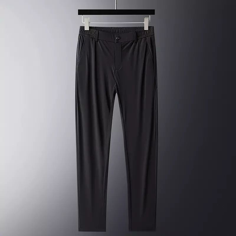 高端冰丝休闲裤男夏季免烫抗皱薄款弹力裤子中年男装直筒运动长裤