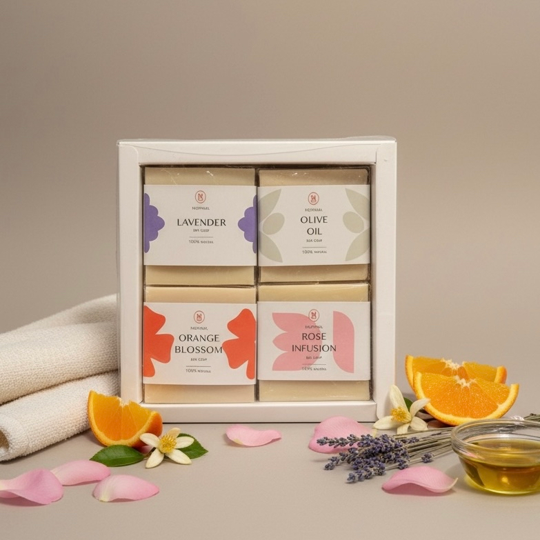 100%天然香皂套裝 - 橄欖花典雅系列 (黎巴嫩製造 | 4款香氣組合 | 冷壓橄欖油 | 適合敏感肌 | 無SLS)