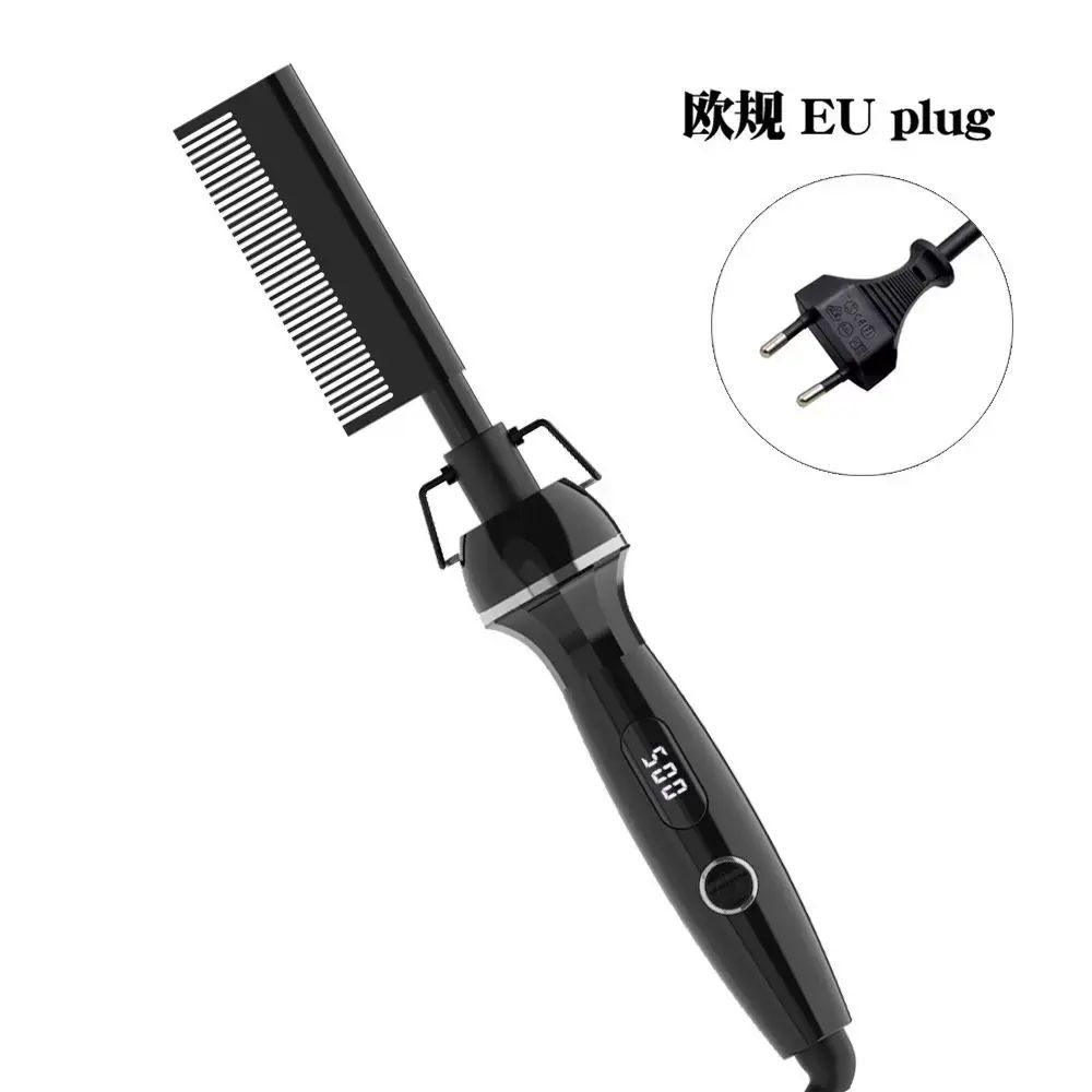 外貿新款電熱銅梳子兩用直髮梳二合一多功能鬍鬚梳家用圓梳