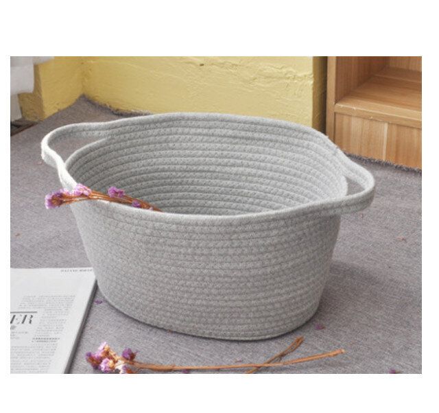 收納籃（寶藍色大號灰色39*30*20）