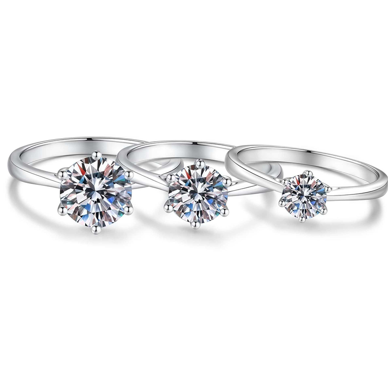 S925 Silver 1CT Six-Prong Moissanite Ring