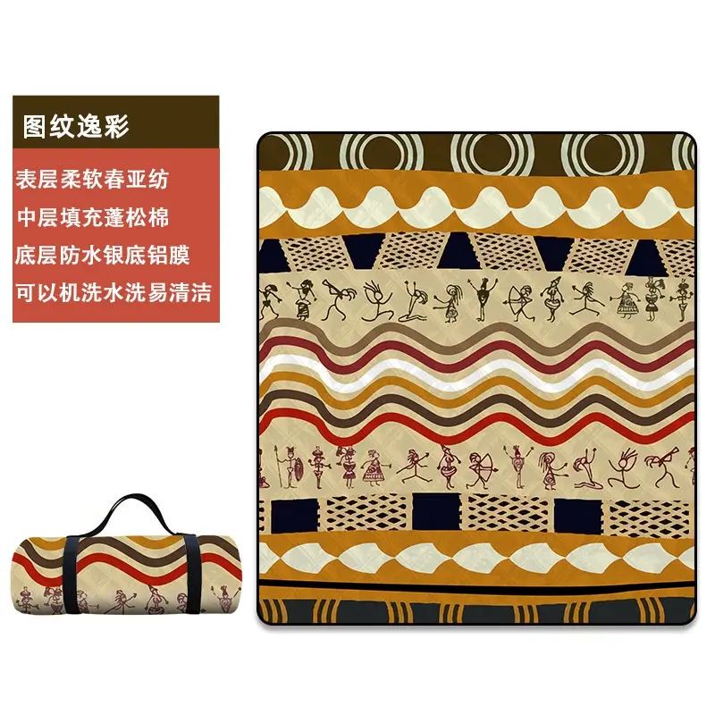 户外防潮垫异域图纹逸彩加厚地垫野营露营便携沙滩垫超声波野餐平行进口