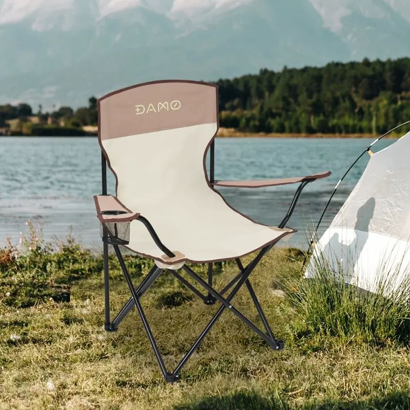 大迈-DAMO-扶手折叠椅  便携折叠椅 轻量易收纳 布拉格棕 户外折叠椅 扶手置物袋 双层牛津布 耐磨抗撕裂 野餐折叠椅 野餐用品 露营用品 野营装备