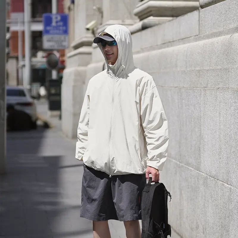 夏季男款夹克神衣防晒衣户外通勤徒步防风透气连帽机能薄款防晒服