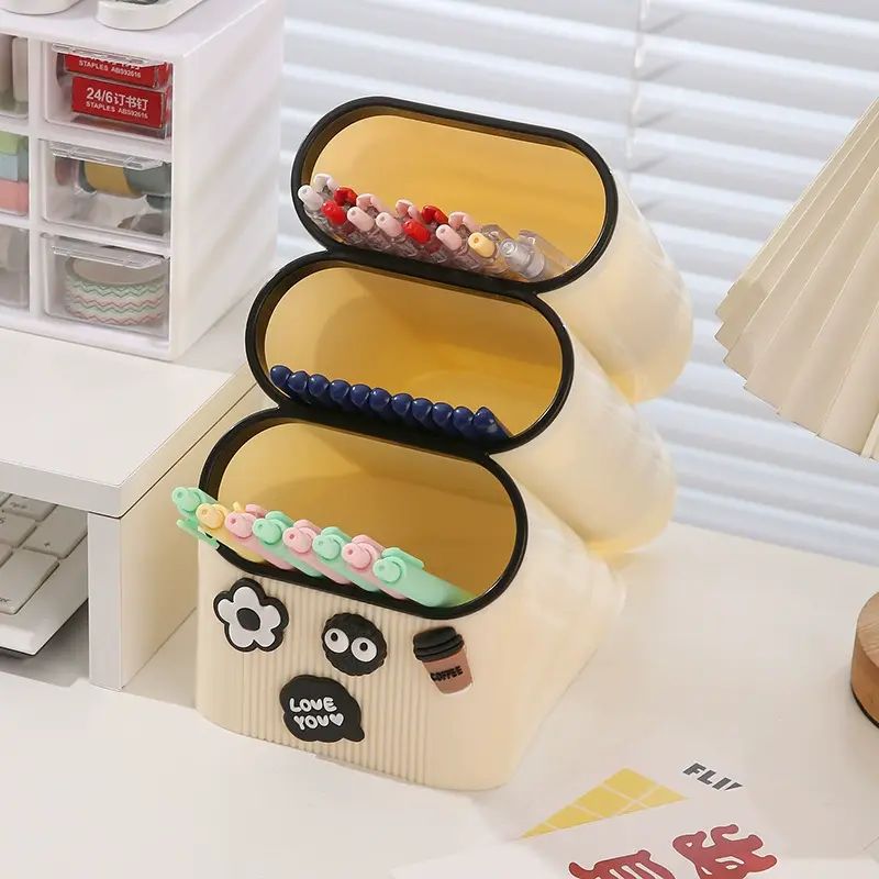 卡通笔筒创意可爱多功能笔盒桌面收纳个性斜插式文具化妆品收纳盒