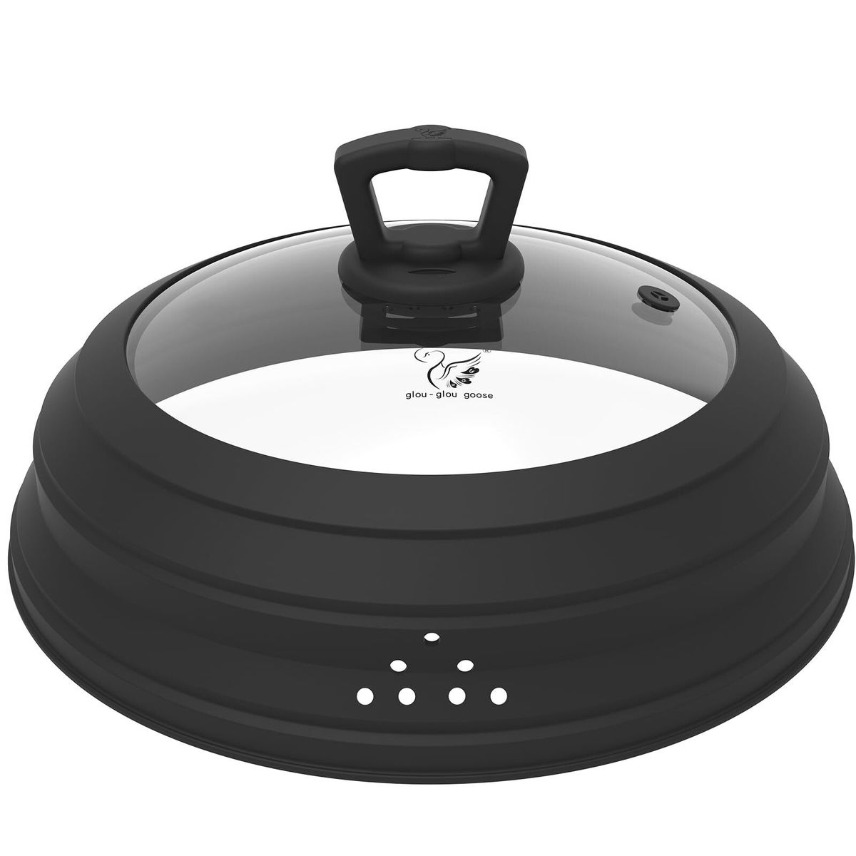 微波炉防溅盖，带透气孔玻璃防溅罩，可折叠硅胶套，适用于食物，也可作锅盖使用，可折叠硅胶玻璃锅盖蒸锅盖子，带把手餐盘盖水果盖子菜罩子