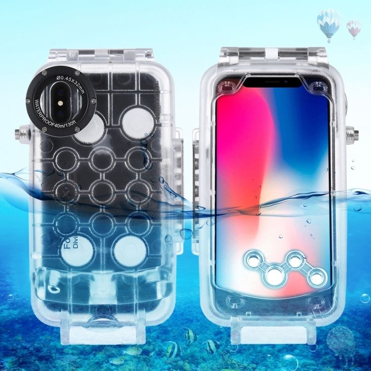 HAWEEL 適用於蘋果  iPhone X / XS   潜水防水殼 PC+ABS保護殼 40米防水   (顏色：透明無色)
