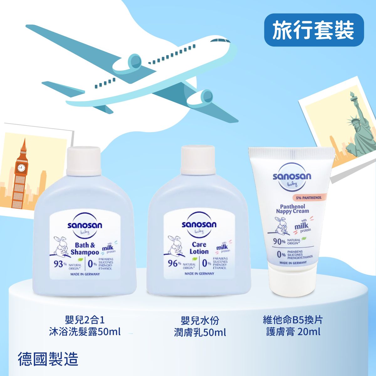 嬰兒旅行套裝 (洗髮露/潤膚乳/換片護膚膏)