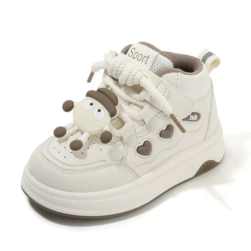 兒童運動鞋春秋女童小白鞋卡通高幫男童休閒板鞋軟底寶寶鞋子