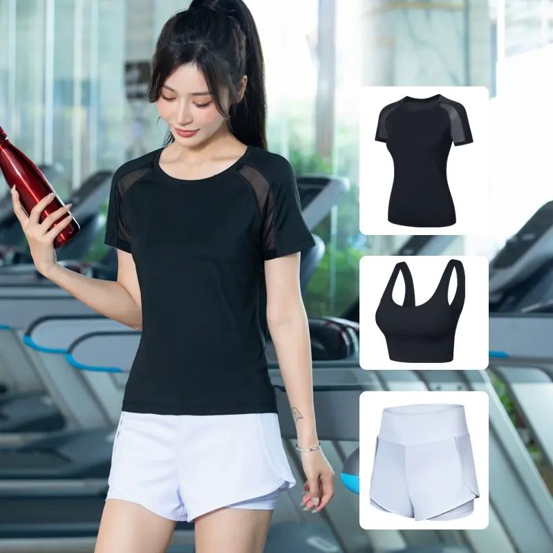 New Underwear Women's T-shirt Shorts Set Quick-drying Anti-exposure Elastic Sports Slim Fit