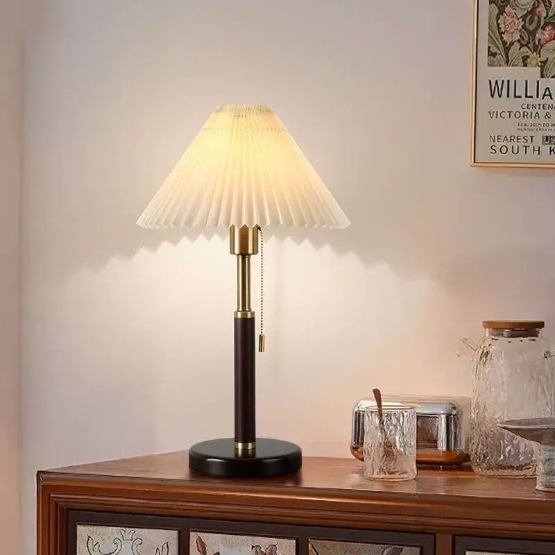 法式中古氛圍布藝美式客廳臥室床頭櫃書房復古懷舊裝飾臺燈