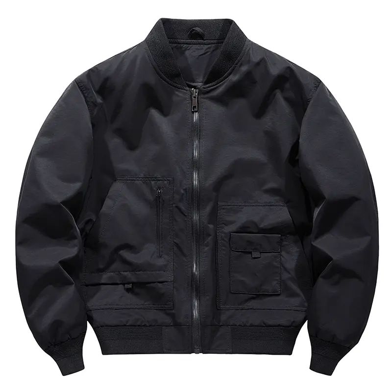 新款春秋男士男装外套棒球领多口袋薄款飞行员宽松
